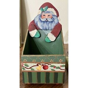 Handmade Vintage Santa Box Card Letter Holder Organizer Christmas Decor